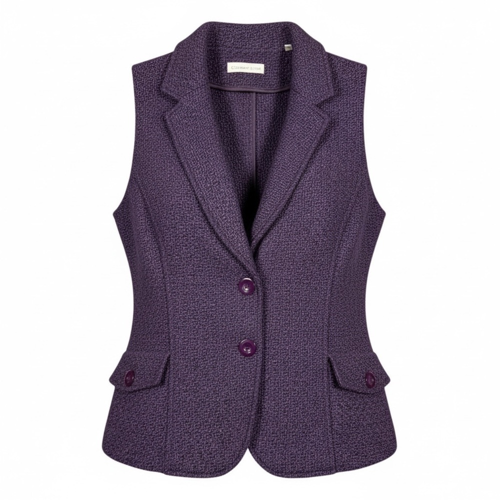 Coldwater‎ Creek Purple Wool Blend Boucle Vest Cottagecore Aesthetic Women's - M